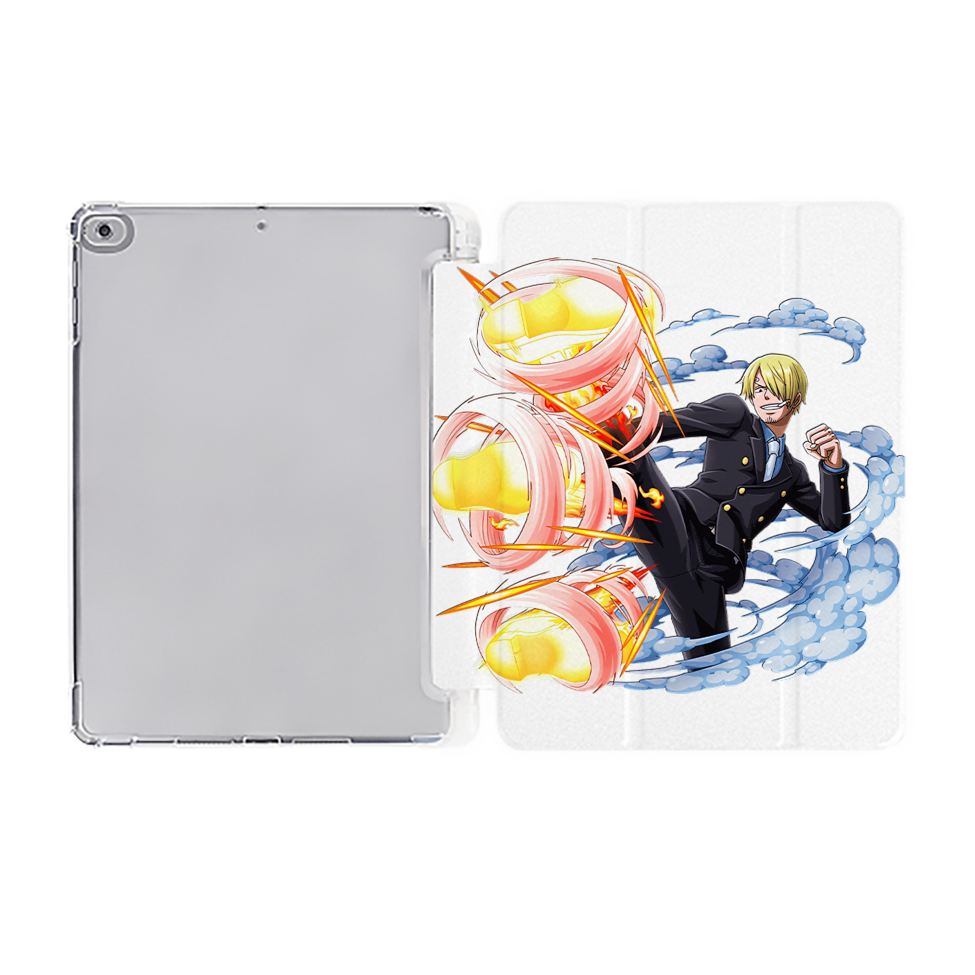 （画像用） ワンピース サンジ ONE PIECE Sanji IPad ケース ペン収納付き 三つ折りスタンド PUレザー×シリコン 対応機種9.5/10.5/10.9インチ